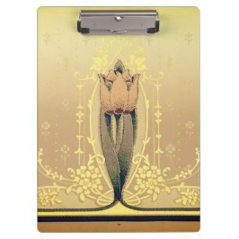 Pranchetas Art nouveau tulipa floral dourado cor-de-rosa frie