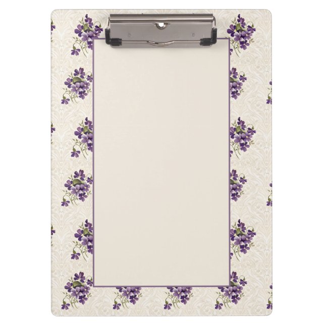 Pranchetas Art Nouveau Violet Floral Pattern (Frente)