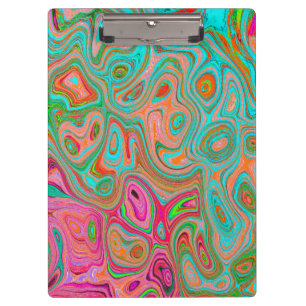 Pranchetas Arte abstrata groovy retrô alucinante em laranja e