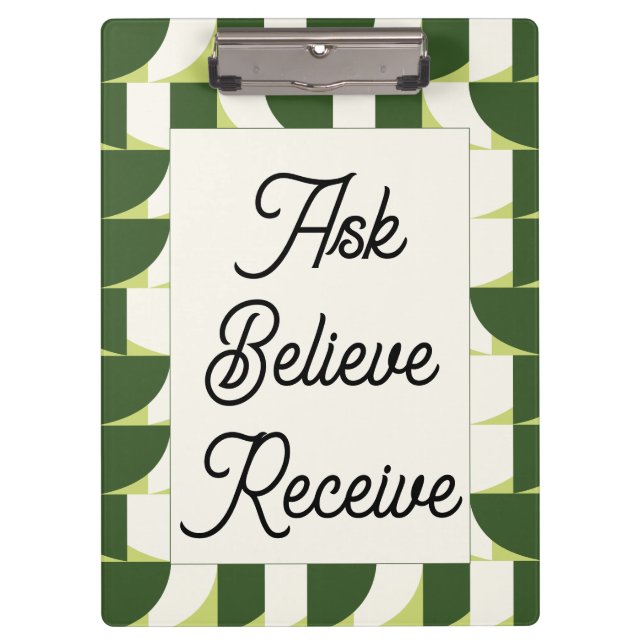 Pranchetas Arte Abstrato Geométrica Branca Verde (Frente)