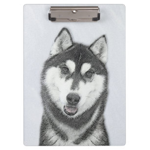 Pranchetas Arte de Cachorro Siberiana (Preta e Branca)