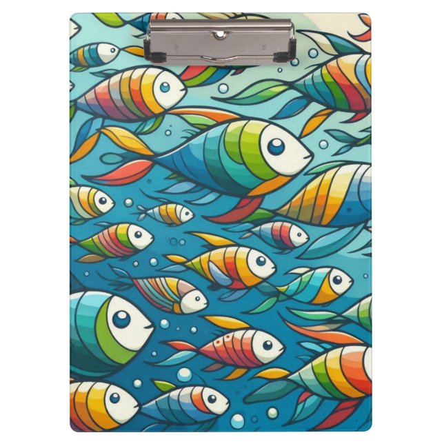 Pranchetas Arte de peixe submarino colorida (Frente)