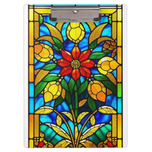 Pranchetas Arte de Vidro Manchado Flor Vermelha Elegante