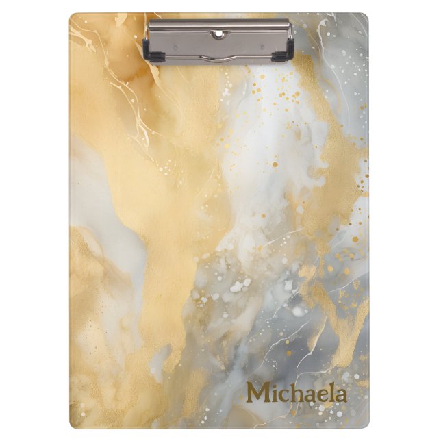 Pranchetas Arte em Aquarela com Mármore Dourado (Frente)