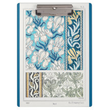 Arte nova íris lírio têxtil floral arte azul
