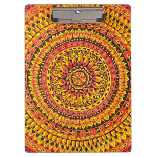 Pranchetas Arte Original Mandala Laranja Colorido
