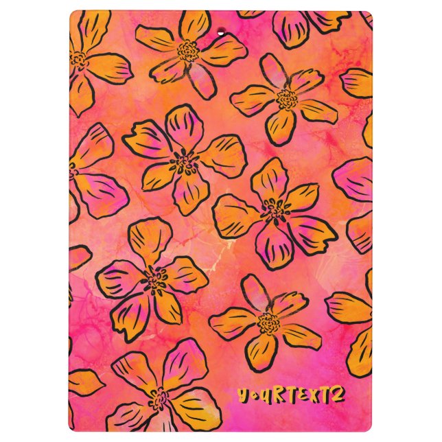 Pranchetas Arte Pop Floral Rosa Personalizada (Verso)