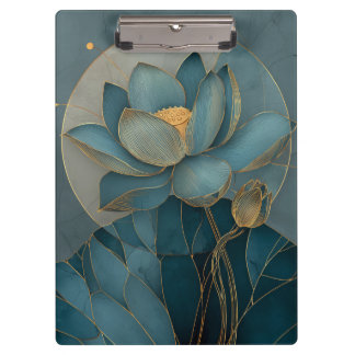 Pranchetas Arte Zen Geométrica de Linha Flor de Lótus Dourada