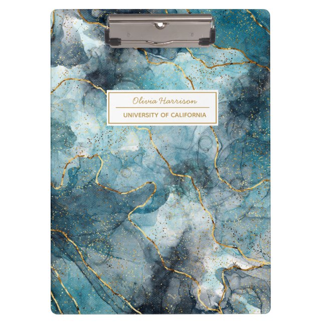 Pranchetas Artsy Abstrato Ink Dourado Nome e Assunto da Largu (Frente)