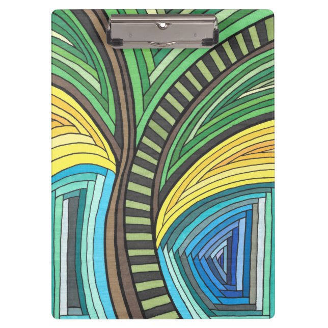 Pranchetas Árvore Abstrata Pintada à Mão e Desenho Geométrico (Frente)