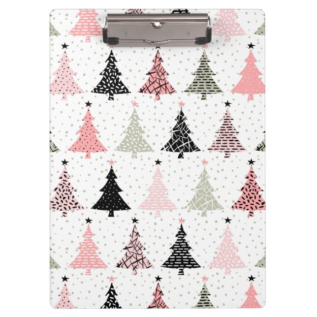 Pranchetas Árvore de Natal Rosa e Verde com fundo branco (Frente)