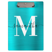 Assinatura Monograma Turquoise Azul Shimmer Folha