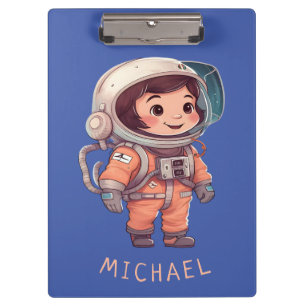 Pranchetas Astronauta Crianças em Planetas Espaciais Exterior