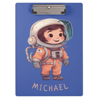 Pranchetas Astronauta Crianças em Planetas Espaciais Exterior