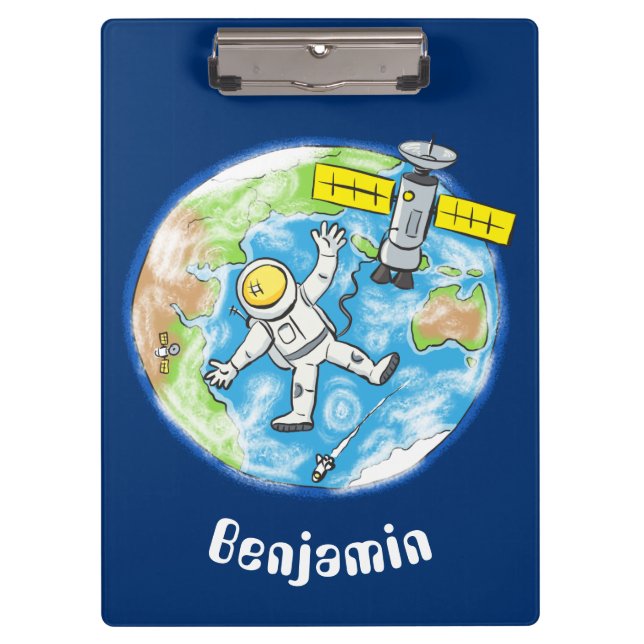 Pranchetas Astronauta engraçado no espaço e na banda desenhad (Frente)