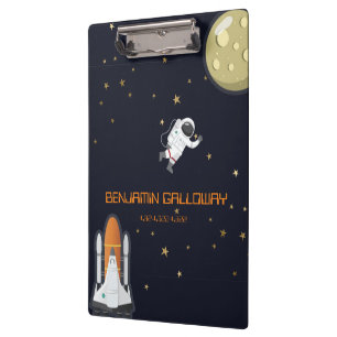 Pranchetas Astronauta Monograma Moon Rocket Kids Tendência Có