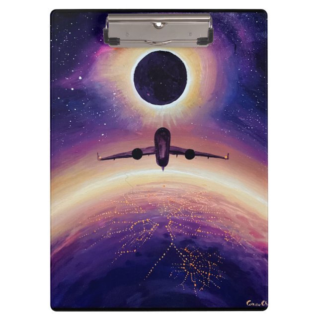 Pranchetas Avião em cidade de voo e eclipse (Frente)