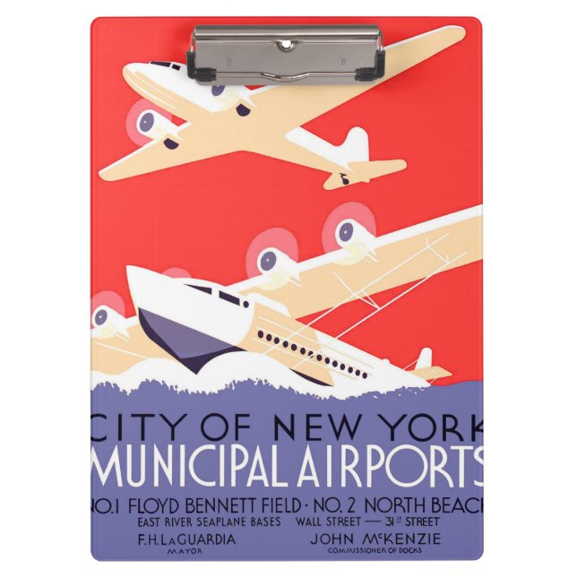 Pranchetas Avião Voador Vintage WPA Colorido (Frente)