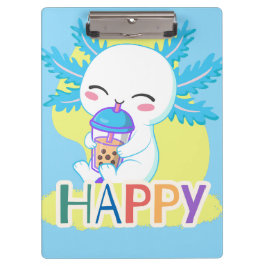 Pranchetas Axolote Feliz com Chá Boba – Bolha Kawaii Fofa