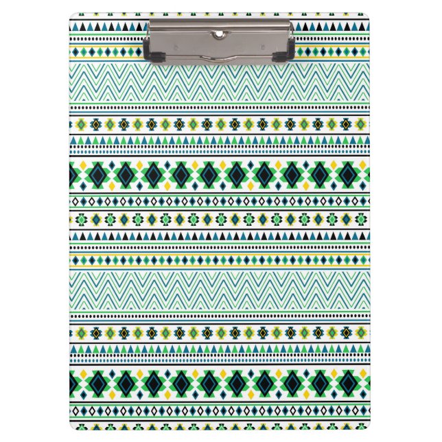 Pranchetas Aztec Estilo Tribal Padrão Azul Branco Verde (Frente)