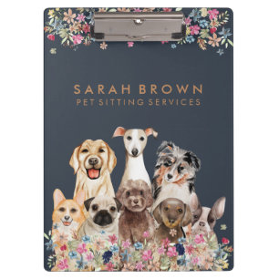 Pranchetas Azul Marinho Marrom Cute Cão Groomer Pequena Empre