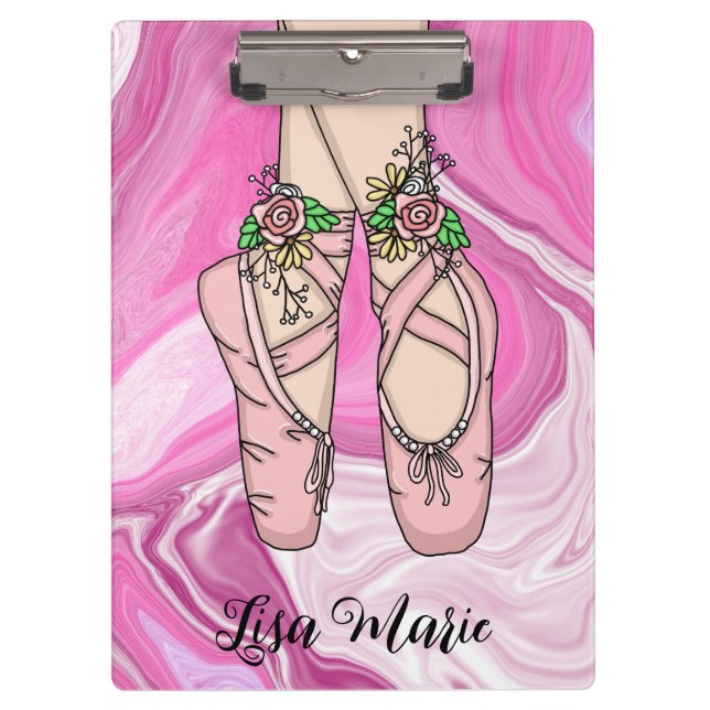 Pranchetas Balé personalizado - Slippers rosa e branco (Frente)