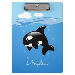 Pranchetas Baleia Orca Cuta no Oceano com Nome Personalizado