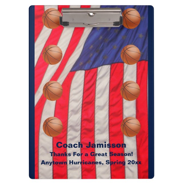 Pranchetas Bandeira Americana, Treinador da Equipe de Basquet (Frente)
