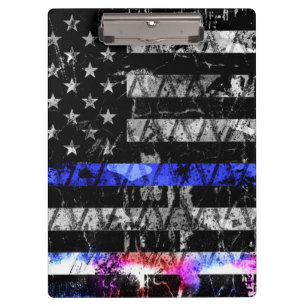 Pranchetas Bandeira fina da linha azul da polícia