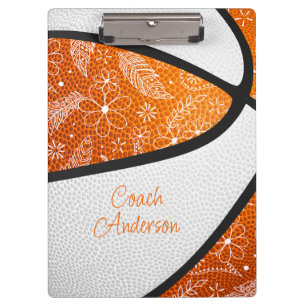 Pranchetas basquete padrão doodle boho laranja branco