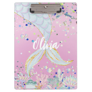 Pranchetas Bateria De Sereia Com Glitter Whimsical Sob O Mar