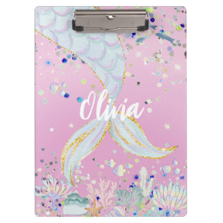 Pranchetas Bateria De Sereia Com Glitter Whimsical Sob O Mar