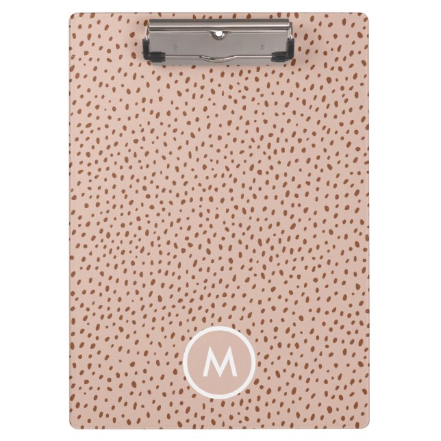 Pranchetas Beige & Boho Terracotta Brown Dots Monograma (Frente)