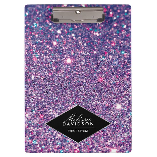 Pranchetas Beleza de Glitter e Glamor Roxo Personalizada (Frente)