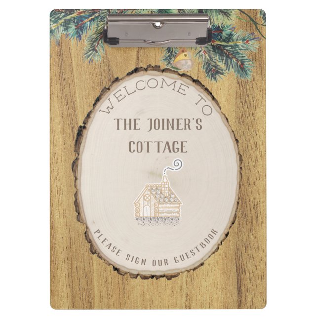 Pranchetas Bem-vindos à nossa cabine rustica no bosque (Frente)