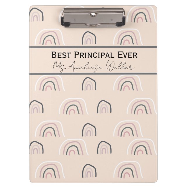 Pranchetas Best Principal Ever Personalized Boho Rainbow (Frente)