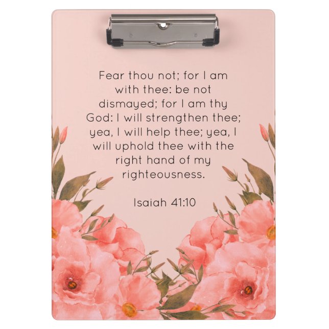 Pranchetas Bible Verse Clipboard | Pink Floral Design (Frente)