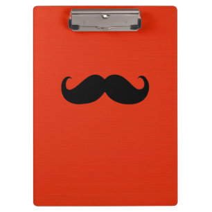 Pranchetas Bigode Preto Engraçado em Fundo Laranja Vermelho