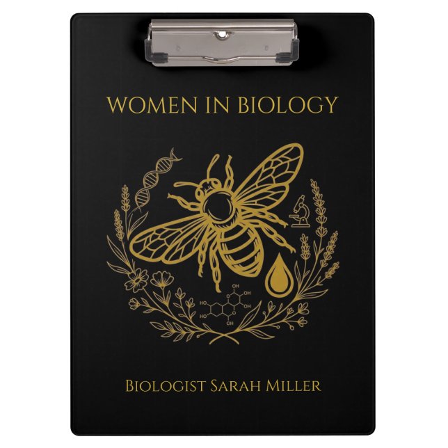 Pranchetas Biology Bee & Golden DNA Spiral Notebook (Frente)
