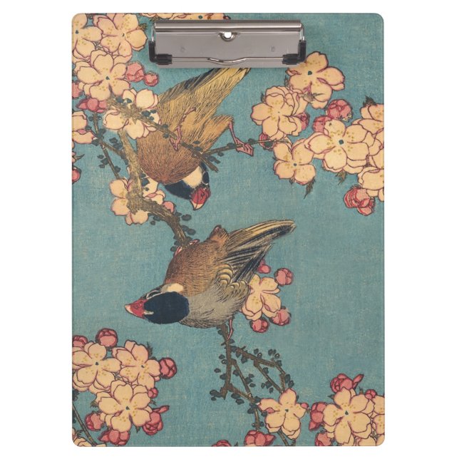 Pranchetas Birds Flowers Hokusai Art Japonês (Frente)