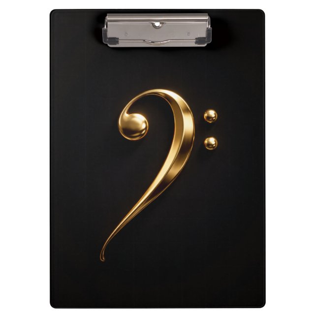 Pranchetas Black 4 Luxe Clipboard, Golden Bass Clef (Frente)