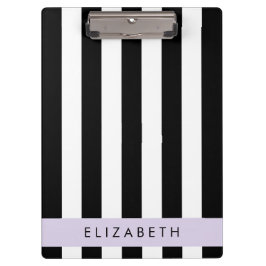 Pranchetas Black and White Stripes, Stripes, Linhas, Seu Nome