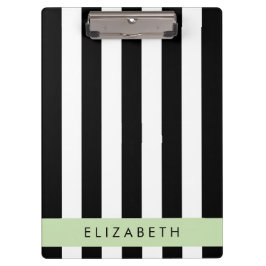 Pranchetas Black and White Stripes, Stripes, Linhas, Seu Nome