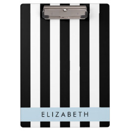 Pranchetas Black and White Stripes, Stripes, Linhas, Seu Nome