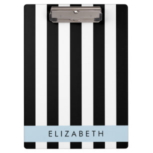 Pranchetas Black and White Stripes, Stripes, Linhas, Seu Nome