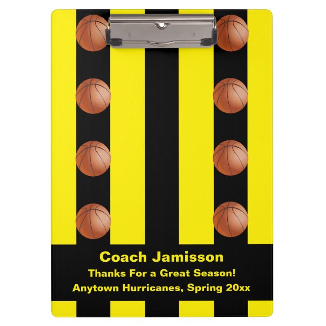 Pranchetas Black and Yellow Stripe For Basball Coach (Faixa n (Frente)