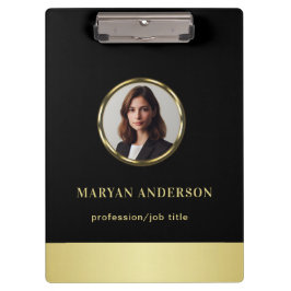 Pranchetas Black & gold design, Logo or Photo in gold circle,