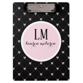 Pranchetas Black & Pink Bow Monogram