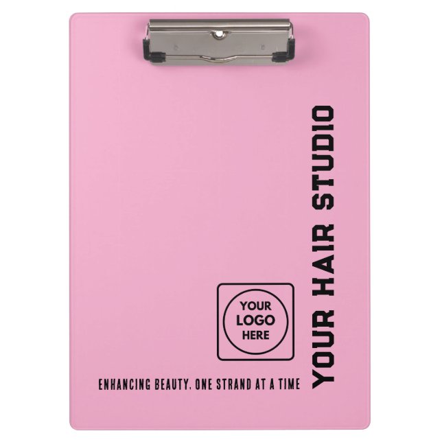 Pranchetas Black Pink Hair Salon Logo Pro clipboard (Frente)