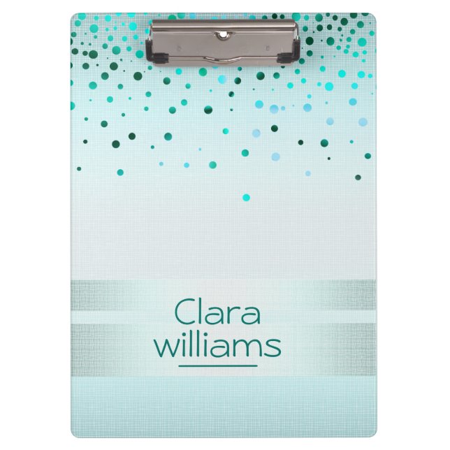 Pranchetas Blue Glitter Linen Sparkle Confetti Modern (Frente)